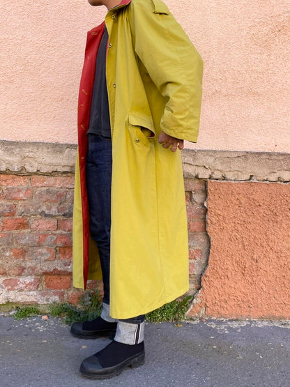 mustard nylon trench coat