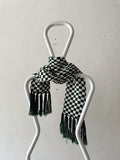 khaki green checkered knit scarf