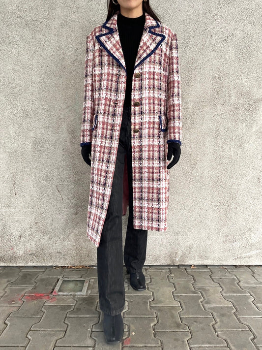 French pink tweed chesterfield coat