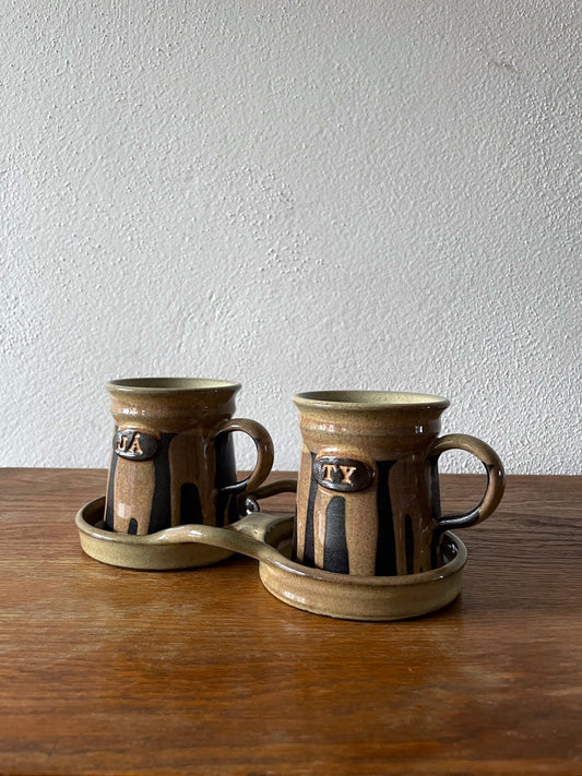 Czechoslovakia vintage ceramic caps & tray