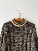 80's woolen bold rib sweater