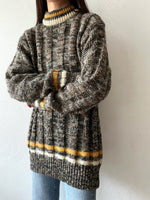 80's woolen bold rib sweater