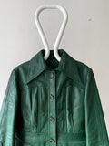 70's dark ivy green leather