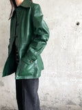 70's dark ivy green leather
