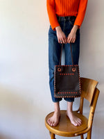 70s handcraft leather tote